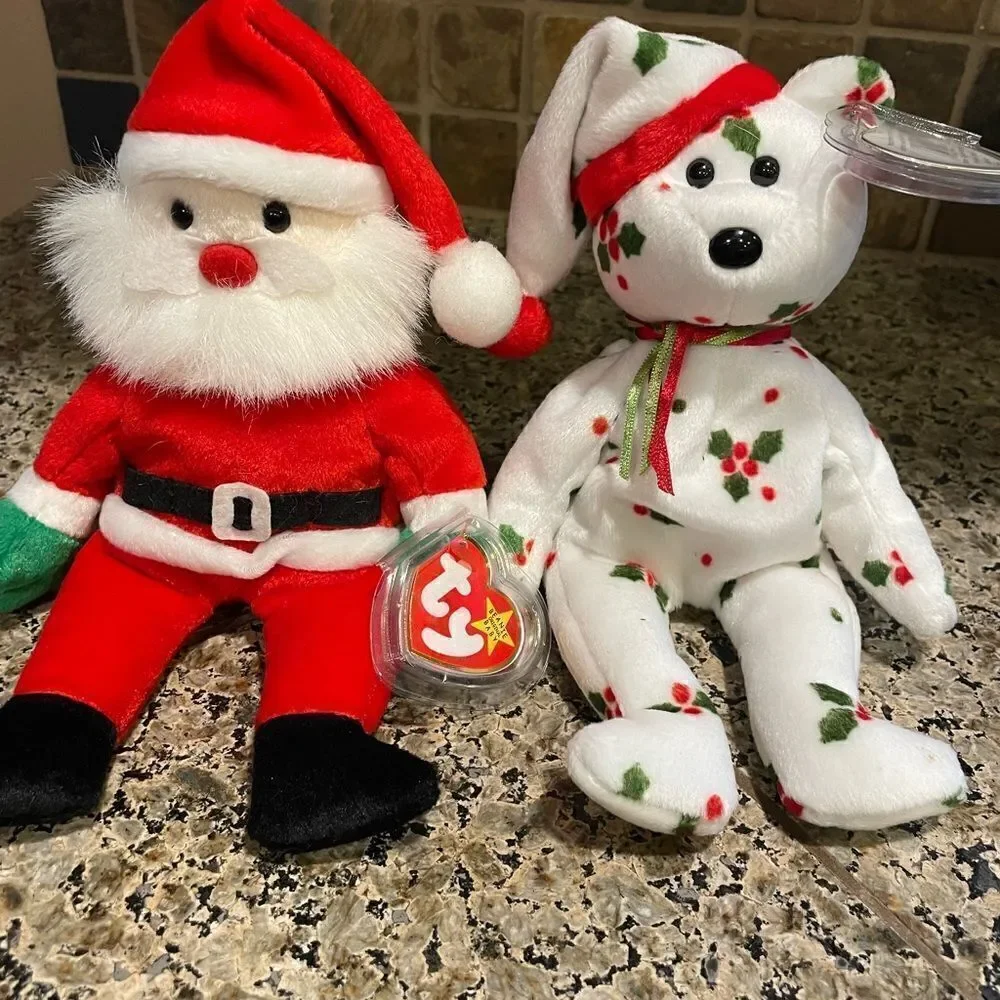 TY Santa and Holly Berry Bear 1998 NWT